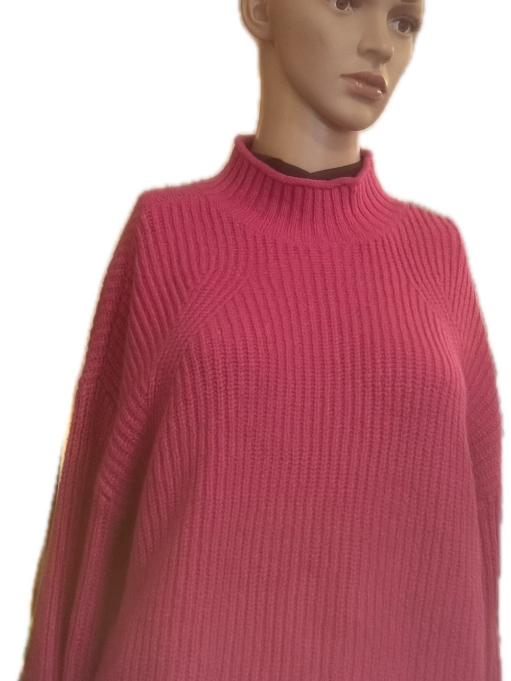 bp Ribbed Mock Neck Sweater in Hot Pink